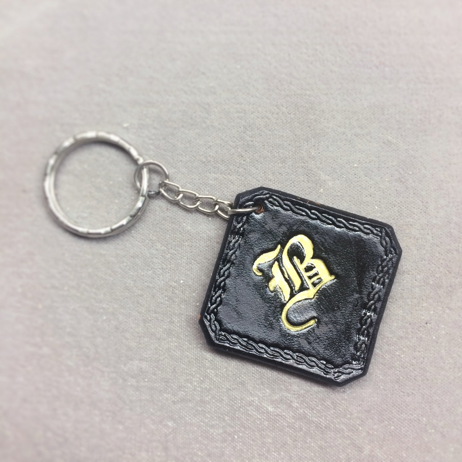 Custom Letter Initial Keychain Personalized leather Etsy