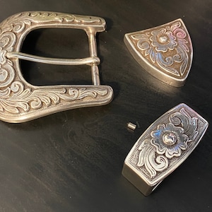 Diablo Belt Buckle Set - Available in 3/8&quot;, 3/4&quot;,  1&quot; and 1.5&quot; - Western Floral Design