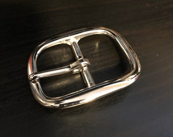 Center Bar Belt Buckle 1.5" - Brass with Nickle Plating
