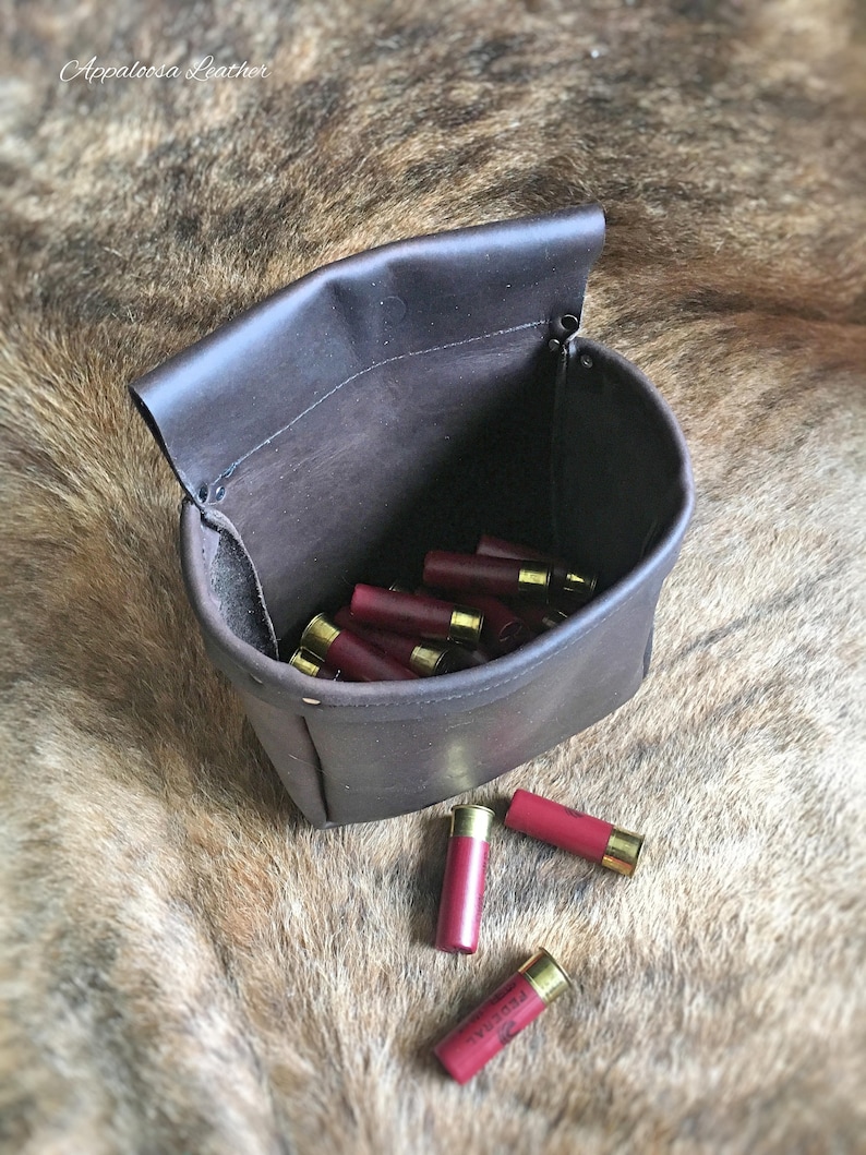 Custom Leather Brown Shooting Pouch with Initials Leather Etsy