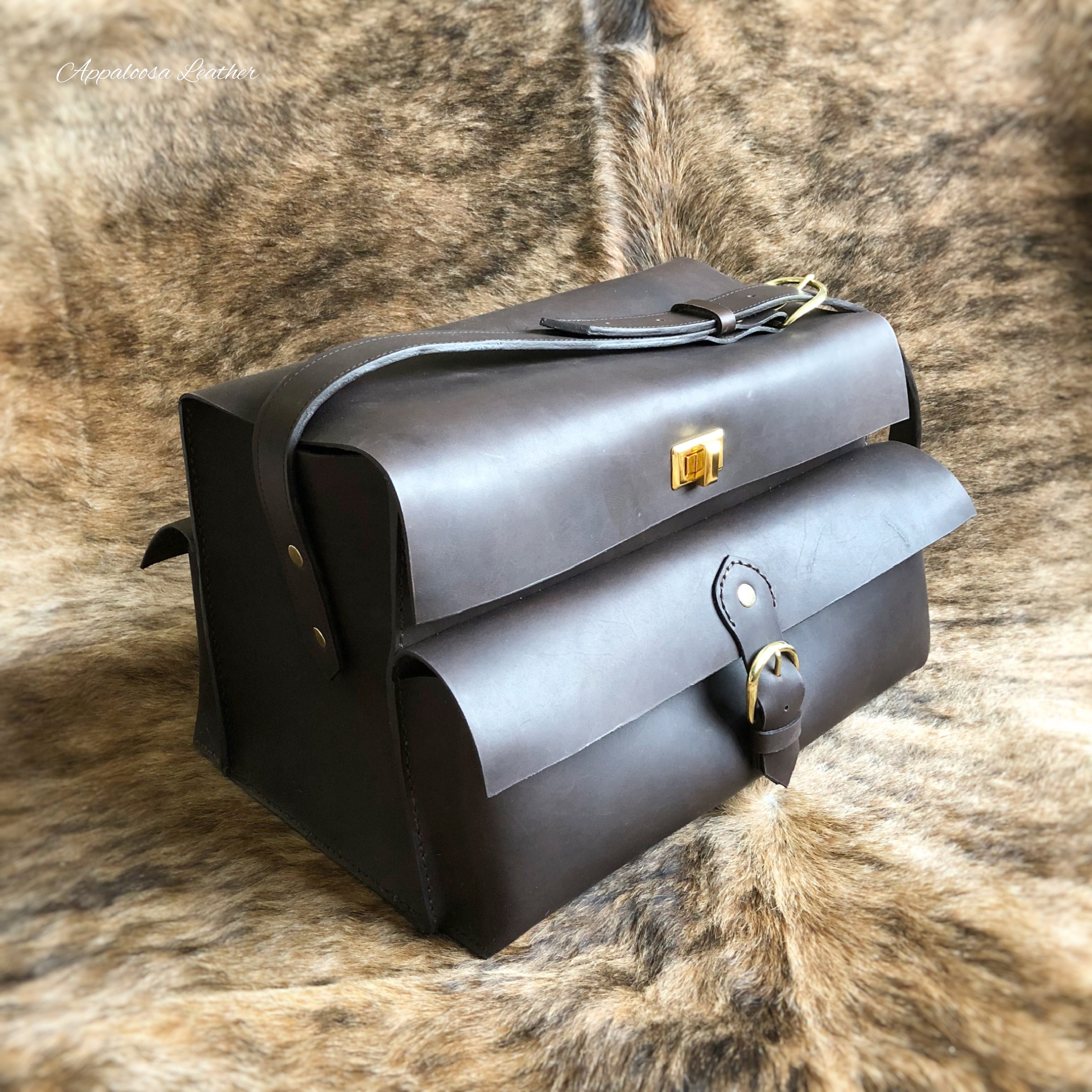 Large Leather Shooting Range Bag Large Dark Brown Leather Etsy