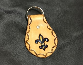 Fleur De Lis Leather Keychain