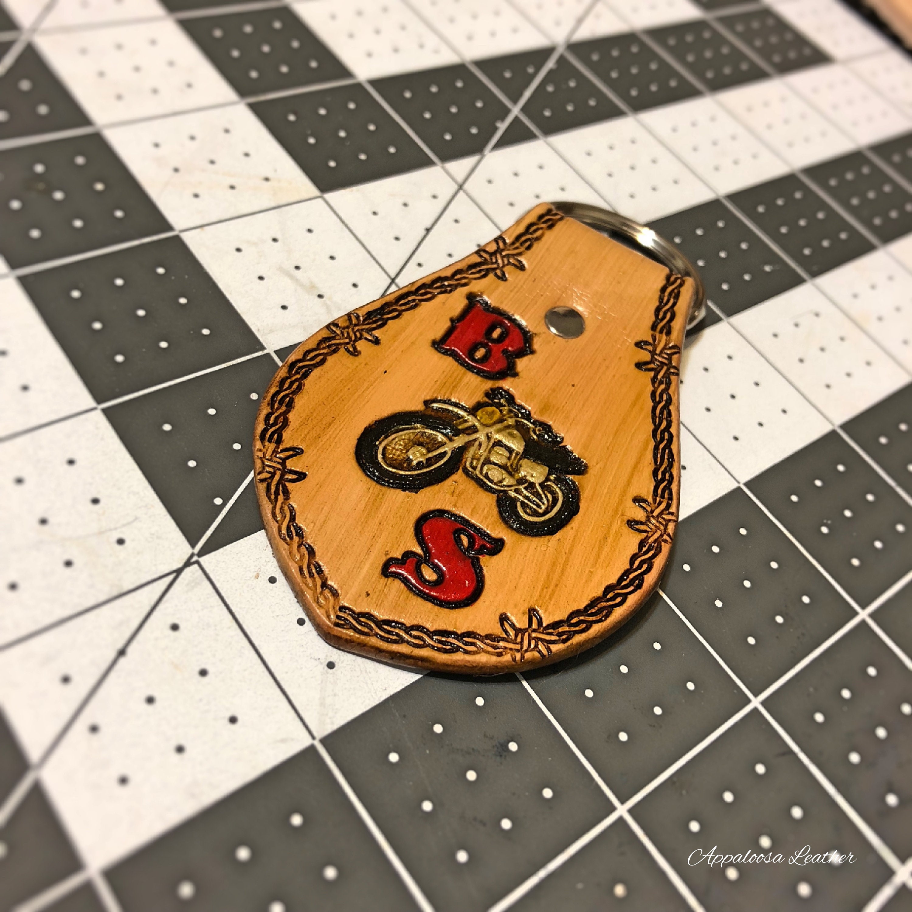 Motorcycle Custom Leather Keychain Custom Leather Motorbike Etsy