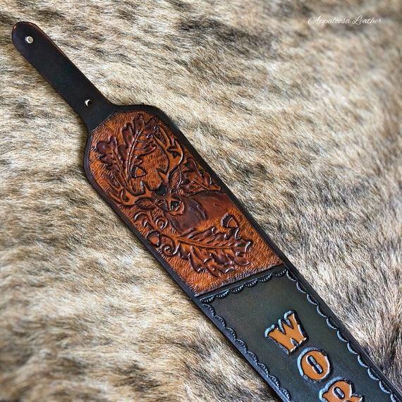 Mule Deer Oak Leaves & Acorn Dark Brown Custom Leather Gun | Etsy