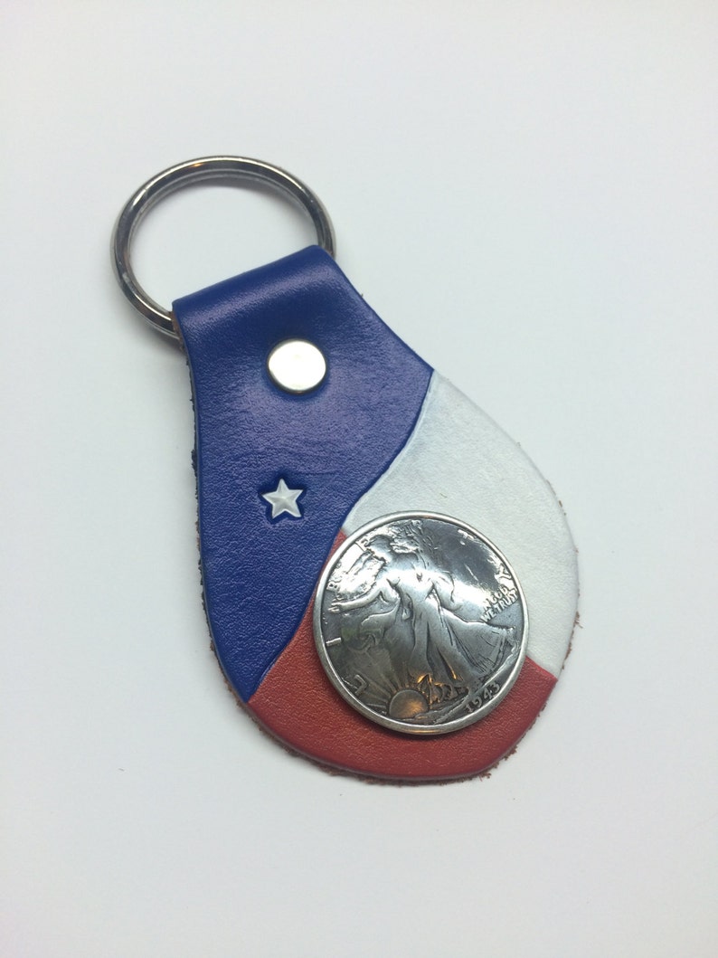 Texas Flag Leather Keychain Texas Flag Keychain Texas keychain | Etsy