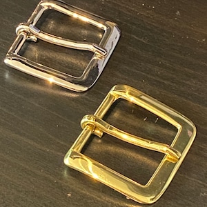 Square Heel Bar Buckle 1.5&quot; - Brass & Brass with Nickle Plating