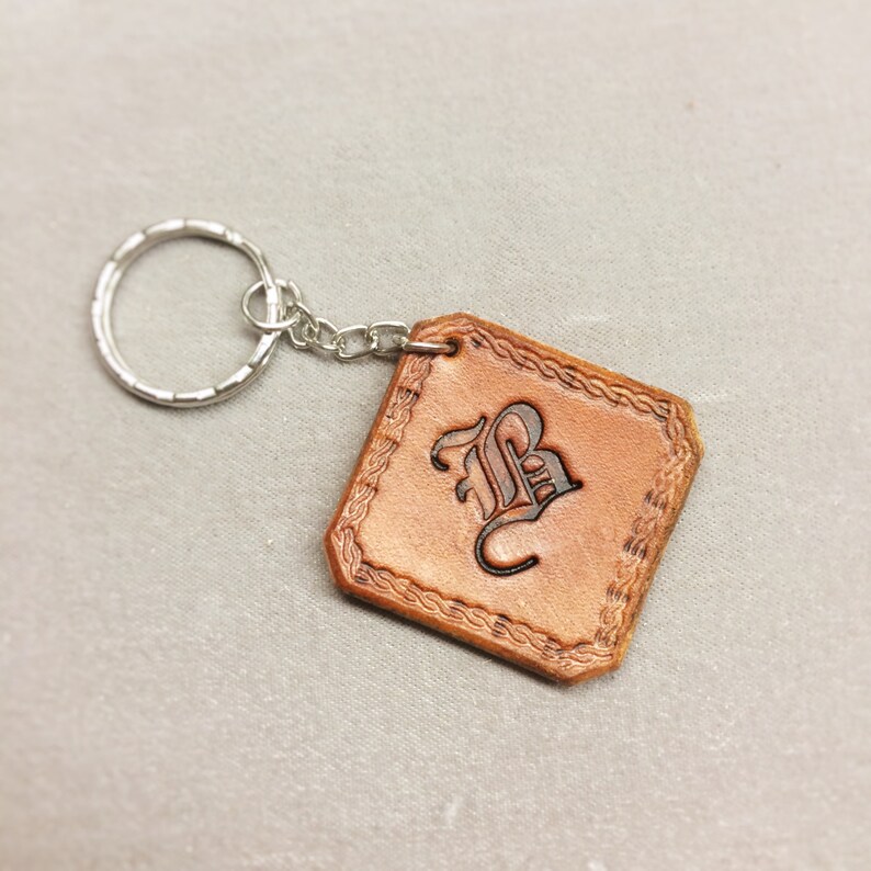 Custom Letter Initial Keychain Personalized leather Etsy