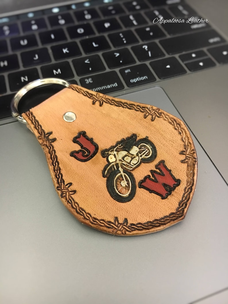 Motorcycle Custom Leather Keychain Custom Leather Motorbike Etsy