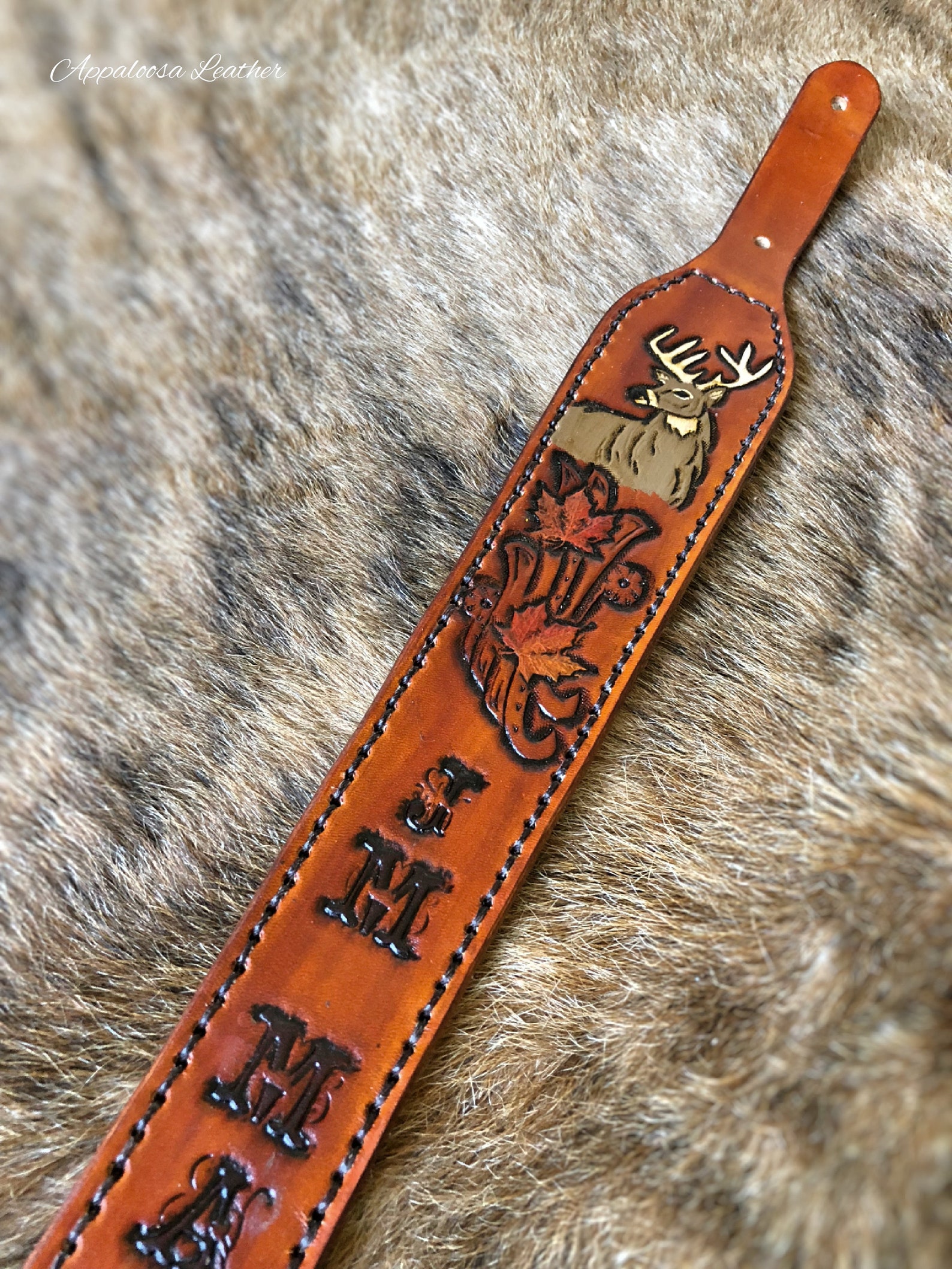 Whitetail Deer & Maple Custom Leather Gun Sling Handmade | Etsy