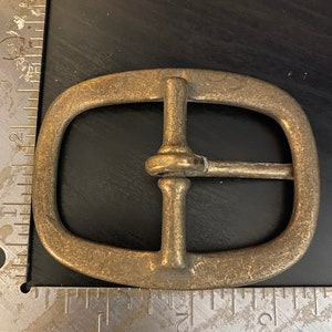 Heavy Duty Antique Gold Colored Center Bar Buckle For 1 3/4 Strap Has cosmetic imperfections image 2