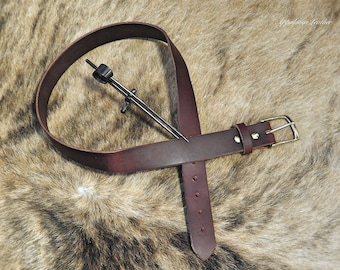 Heavy Duty Unisex Burgundy Brown Leather Belt