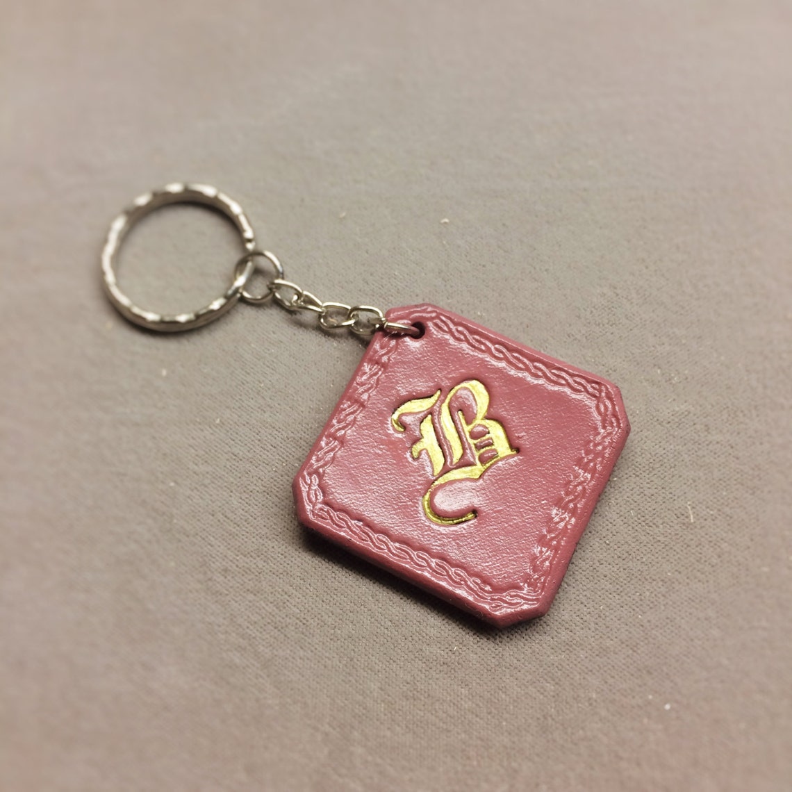 Custom Letter Initial Keychain Personalized leather Etsy