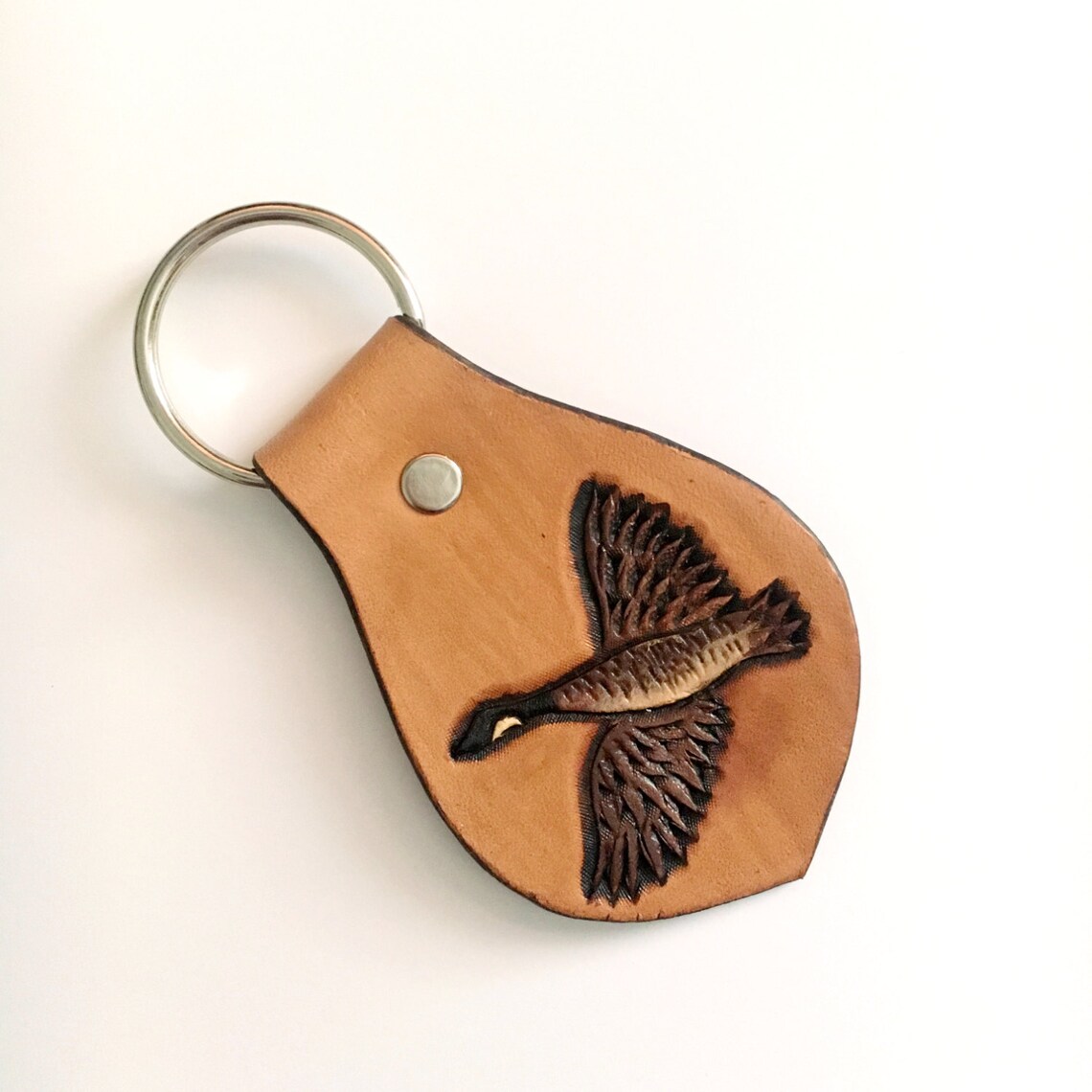 Canada Goose Leather Keychain Tooled Leather Canada Goose | Etsy