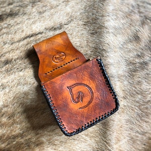 Leather Shooting Pouch for 1 box of 12 Gauge Shells Horse Head Design image 6