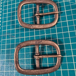 Heavy Duty Antique Gold Colored Center Bar Buckle For 1 3/4 Strap Has cosmetic imperfections image 1