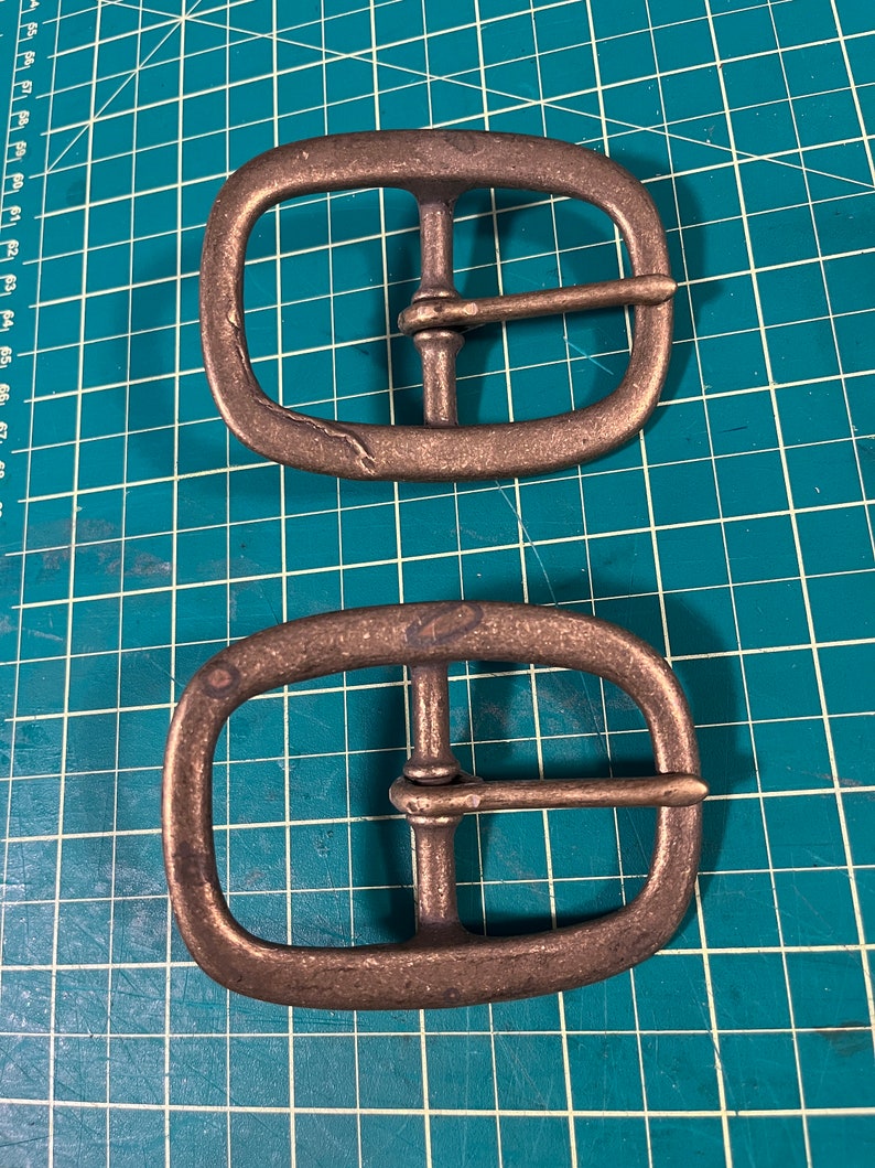 Heavy Duty Antique Gold Colored Center Bar Buckle For 1 3/4 Strap Has cosmetic imperfections image 1