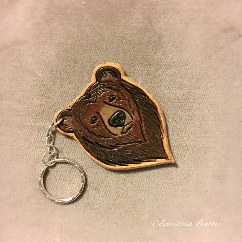 Custom Leather Black Bear Keychain Bear Keychain Bear Etsy