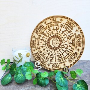 Wheel of the Year Calendar / Engraved Wood Altar Tile / Pagan Gift ...