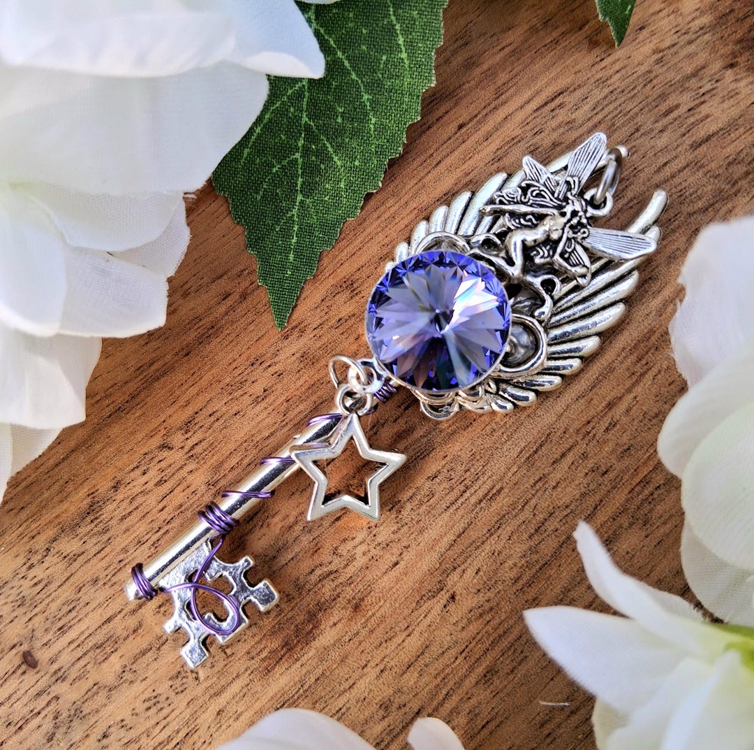 Fantasy Key Winged Fairy Fantasy Key Pendant / Skeleton Key Charm / Pagan Necklace ...
