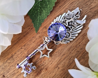Winged Fairy Fantasy Key Pendant / Skeleton Key Charm / Pagan Necklace / Witch Jewelry