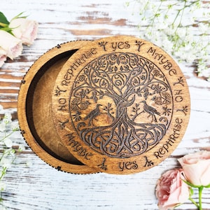 Tree of Life Pendulum Board Box/Altar Tile/Divination Tool/Jewelry Box/Witch Tool/Wooden Box