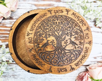 Tree of Life Pendulum Board Box/Altar Tile/Divination Tool/Jewelry Box/Witch Tool/Wooden Box