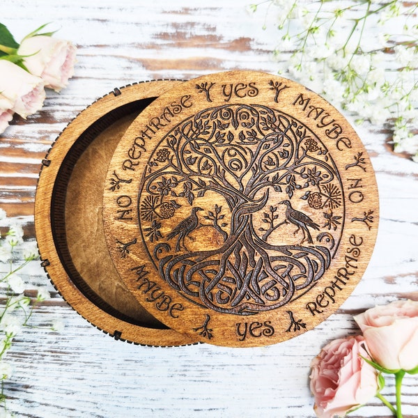 Tree of Life Pendulum Board Box/Altar Tile/Divination Tool/Jewelry Box/Witch Tool/Wooden Box