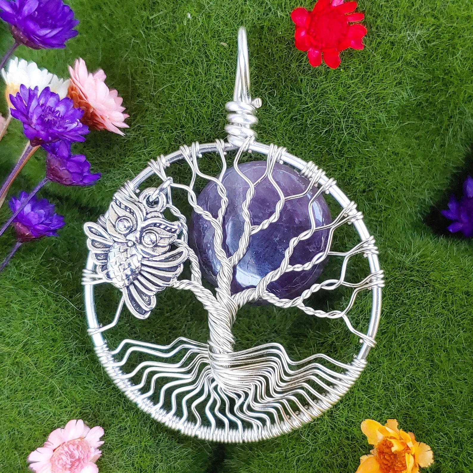 Owl Tree of Life Pendant Wire Wrap Tree of Life Necklace Etsy Canada
