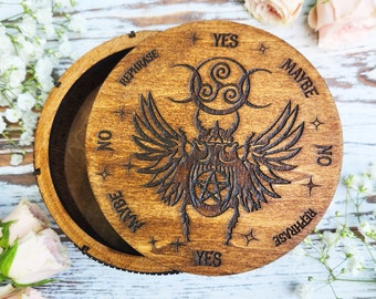 Scarab Beetle Pendulum Board Box/Altar Tile/Divination Tool/Jewelry Box/Witch Tool/Wooden Box