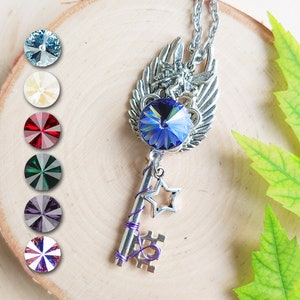 Winged Fairy Fantasy Key Pendant / Skeleton Key Charm / Pagan Necklace / Witch Jewelry