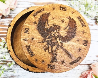 Winged Valkyrie Pendulum Board Box/Altar Tile/Divination Tool/Jewelry Box/Witchy Tool/Wooden Box