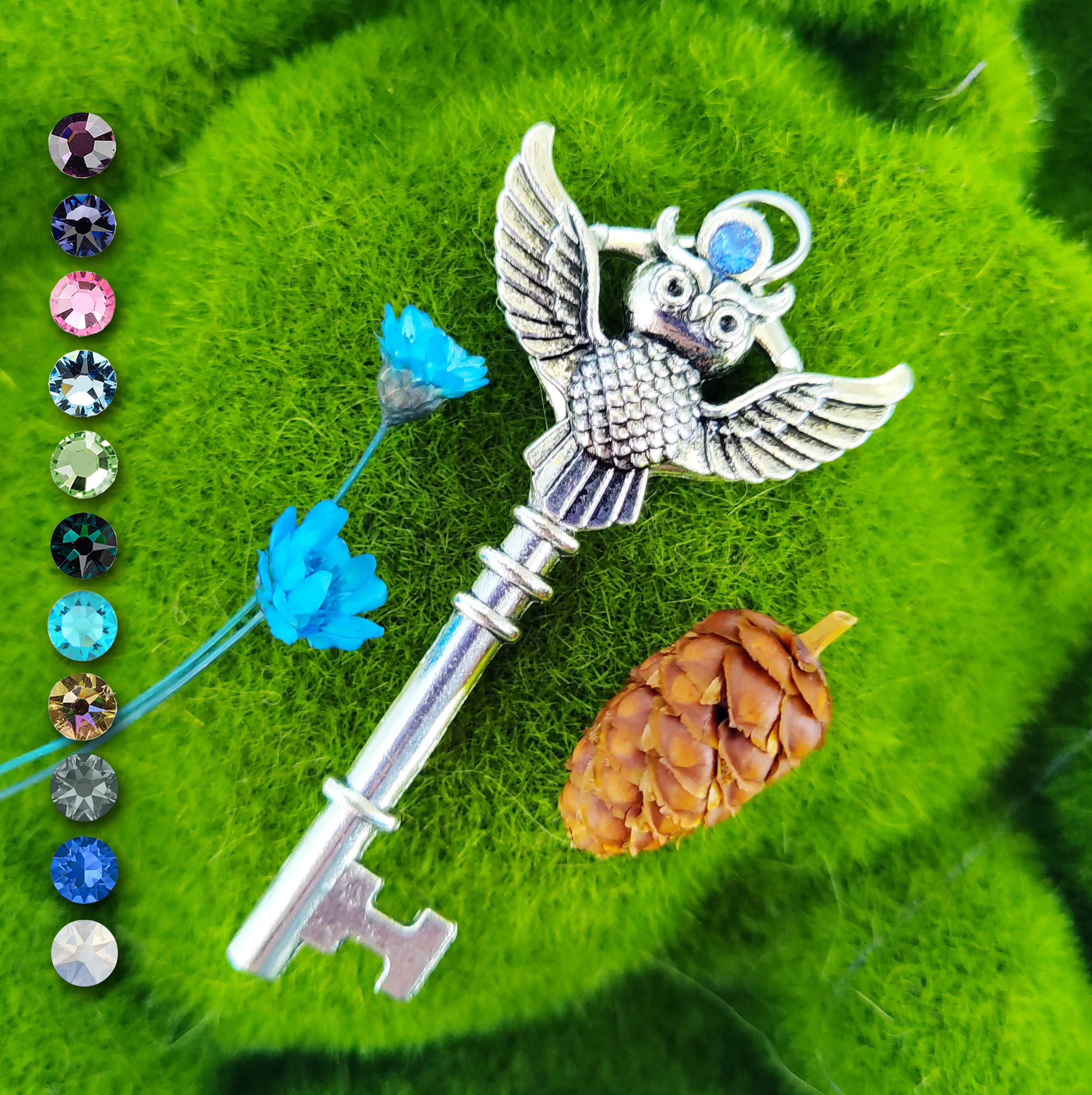 Personalized Flying Owl Key Pendant / Pagan Jewelry / Wiccan Necklace / Witchy Gift / Halloween Jewe