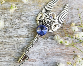 Hecate Skeleton Key Pendant / Witch Fantasy Key / Altar Tool / Pagan Goddess Symbol / Winged Jewelry