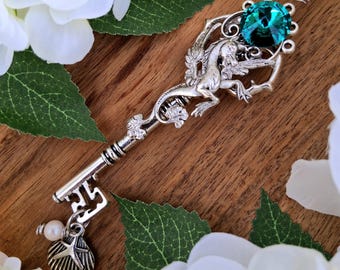 Chave Esqueleto de Hipocampo / Colar de Cavalo Sereia