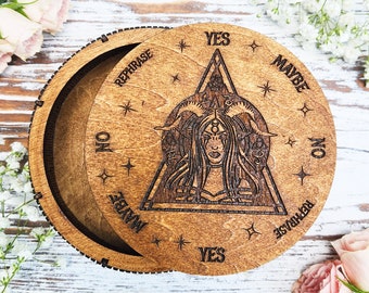 Pagan Witch Pendulum Board Box/Altar Tile/Divination Tool/Jewelry Box/Witchy Tool/Wooden Box