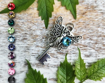 Personalized Fairy Key Pendant / Pagan Jewelry / Wiccan Necklace / Witchy Gift / Cottagecore