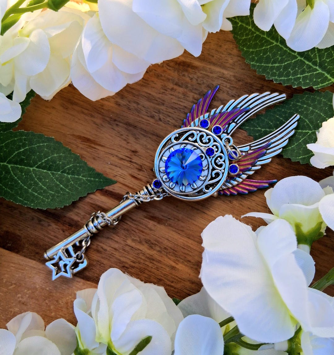 Blue Moon Skeleton Key Necklace / Witch Fantasy Key / Altar Tool ...