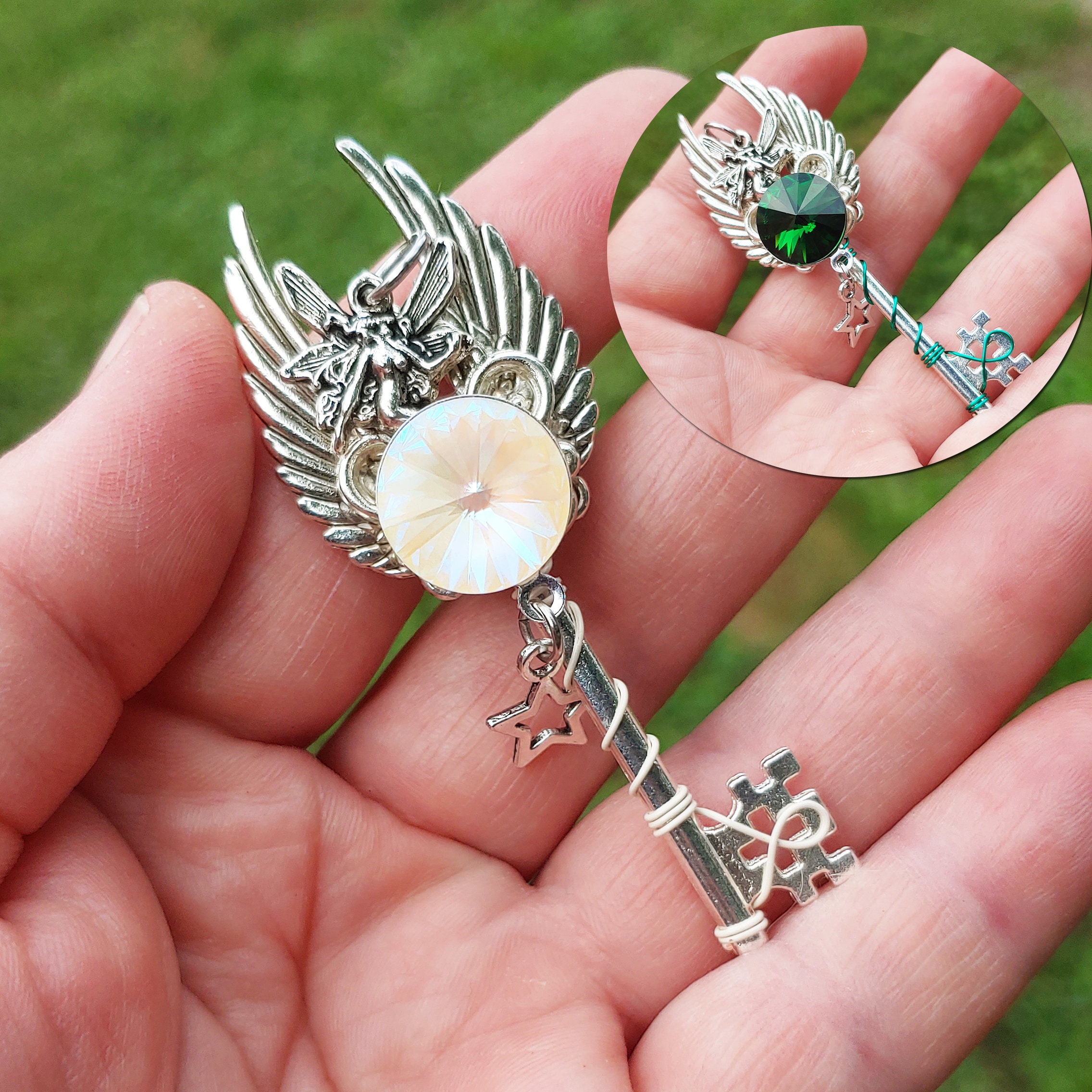 Fantasy Key Winged Fairy Fantasy Key Pendant / Skeleton Key Charm / Pagan Necklace ...