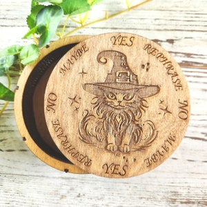 Witch Cat Pendulum Board Box/Altar Tile/Divination Tool/Jewelry Box/Witch Tool/Wooden Box/Magic Kitty