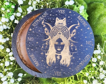 Hekate Pendulum Board Box/Altar Tile/Divination Tool/Jewelry Box/Witch Tool/Wooden Box