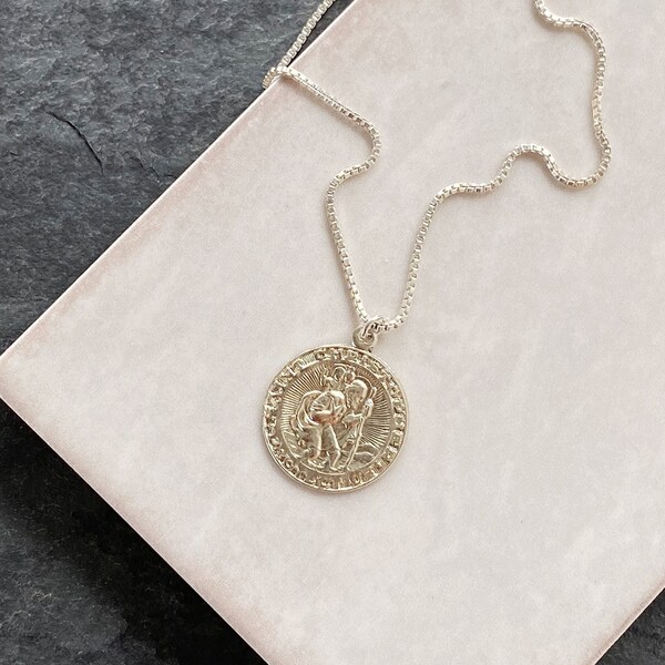 Sterling Silver Saint Necklace for Men Etsy