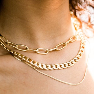 Gold Link Chain Necklace, Gold Filled Chain, Paperclip Necklace, Chunky Chain, Thick Chain Necklace, Gold Link Choker, Rectangle Chain
