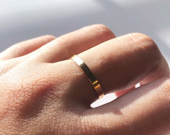 14k Gold Filled Band Ring: Dainty Waterproof Stacking Ring, Minimalist Jewelry