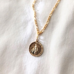 Miraculous Medal Necklace, Virgin Mary Pendant, Catholic Jewelry, Religious Medal, 14k Gold Filled Necklace, Christmas Gift for Mom