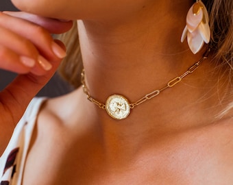 Coin Choker- gold coin necklace, gold choker, gold coin choker, Carta Coin Choker, non tarnish