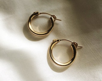 Gold Filled Huggies - 14k gold filled mini hoop earrings, Waterproof Hoops, Gold Filled Hoops, Huggie Hoops, Simple Small Hoop Earrings