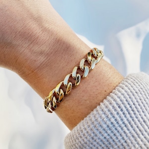 Chunky Chain Bracelet Gold, Thick Gold Filled Curb Chain Bracelet, Link Chain, Statement Jewelry, Christmas Gift, Heavy Curb Chain
