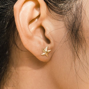 Tiny Starfish Stud Earrings, Waterproof Beach Jewelry