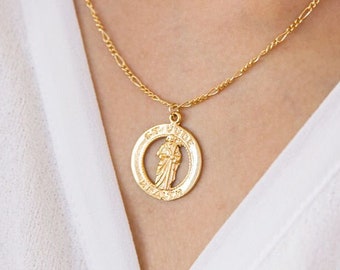 14k Gold Filled St Jude Medal Necklace, Catholic Patron Saint Jewelry, Get Well Gift