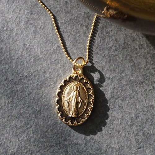 Miraculous Medal Necklace Virgin Mary Necklace Religious Etsy